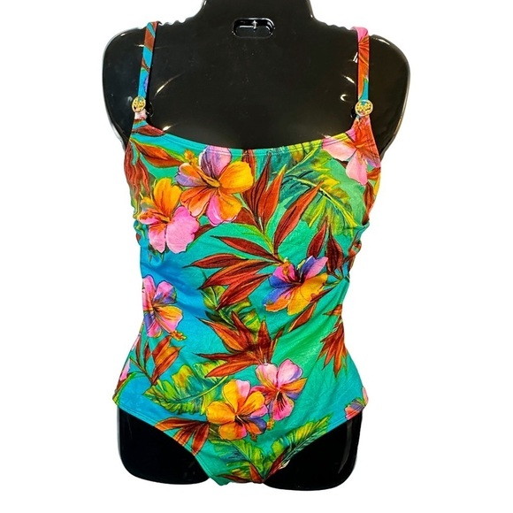 Longitude Long Torso Tropical Print One Piece Swimsuit 14 - Picture 1 of 8